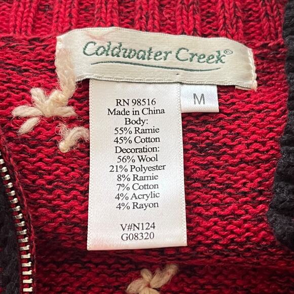 Coldwater Creek 3D Christmas Knit Cardigan Sweater Sz M Embroideted Cottage Red. - Picture 3 of 10